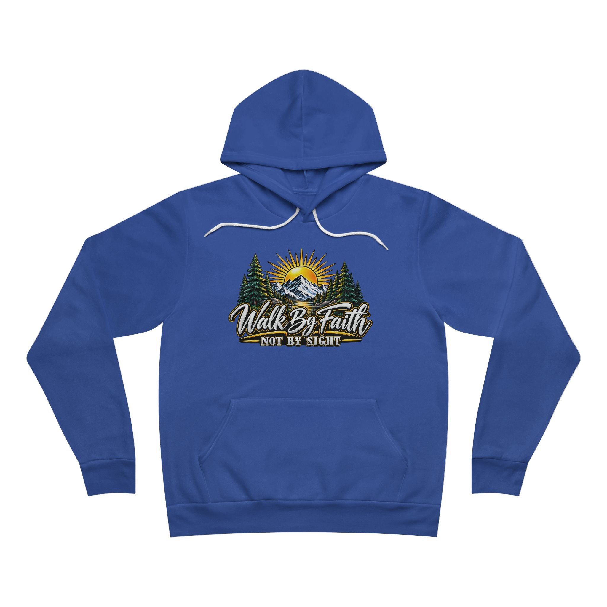 Hoodie — "Walk By Faith Not By Sight" Mountain Sunrise Christian Pullover