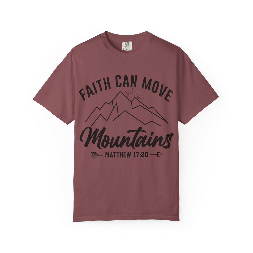 Faith Can Move Mountains T-Shirt — Matthew 17:20 Christian Tee