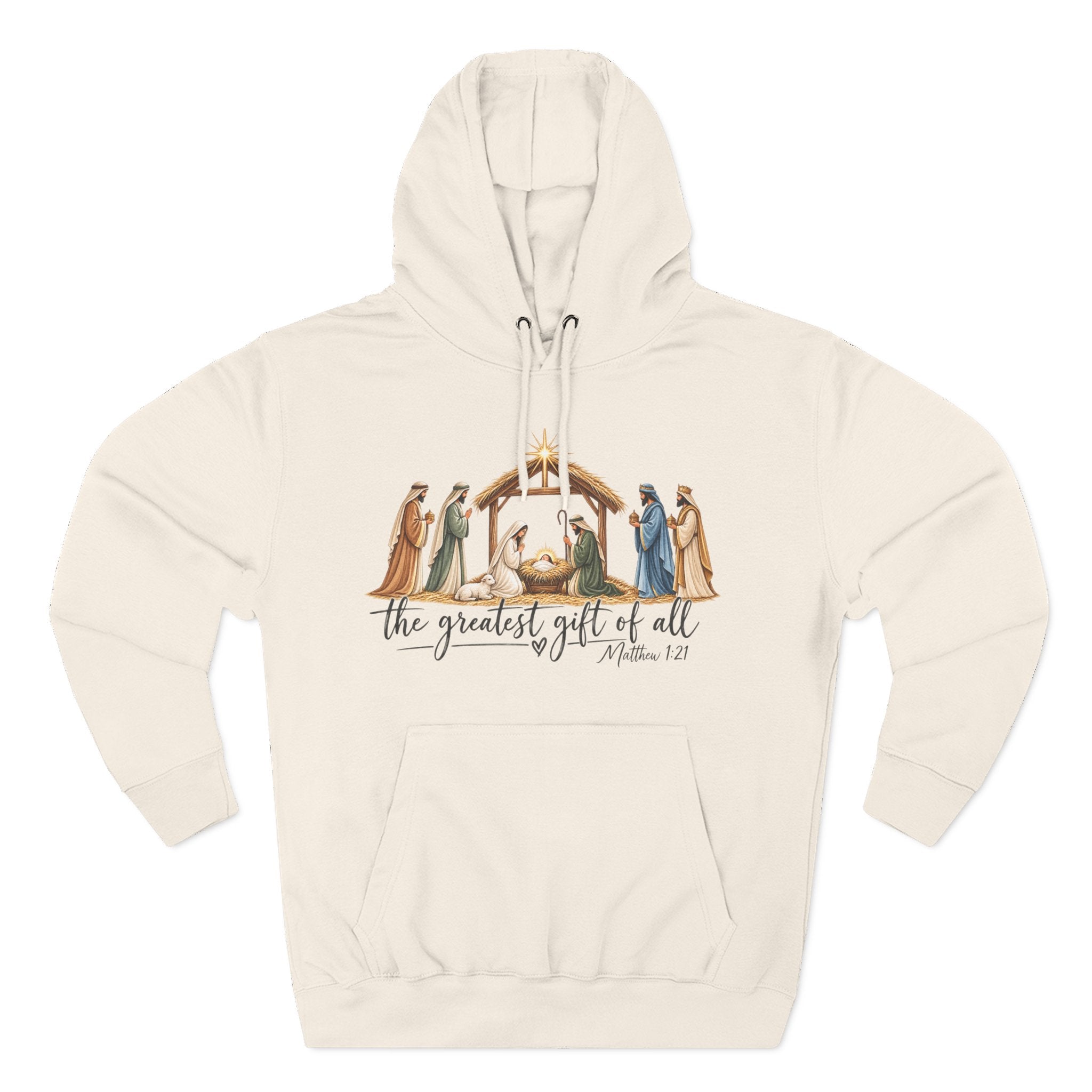 Nativity Hoodie - "The Greatest Gift of All" Fleece Christmas Sweatshirt