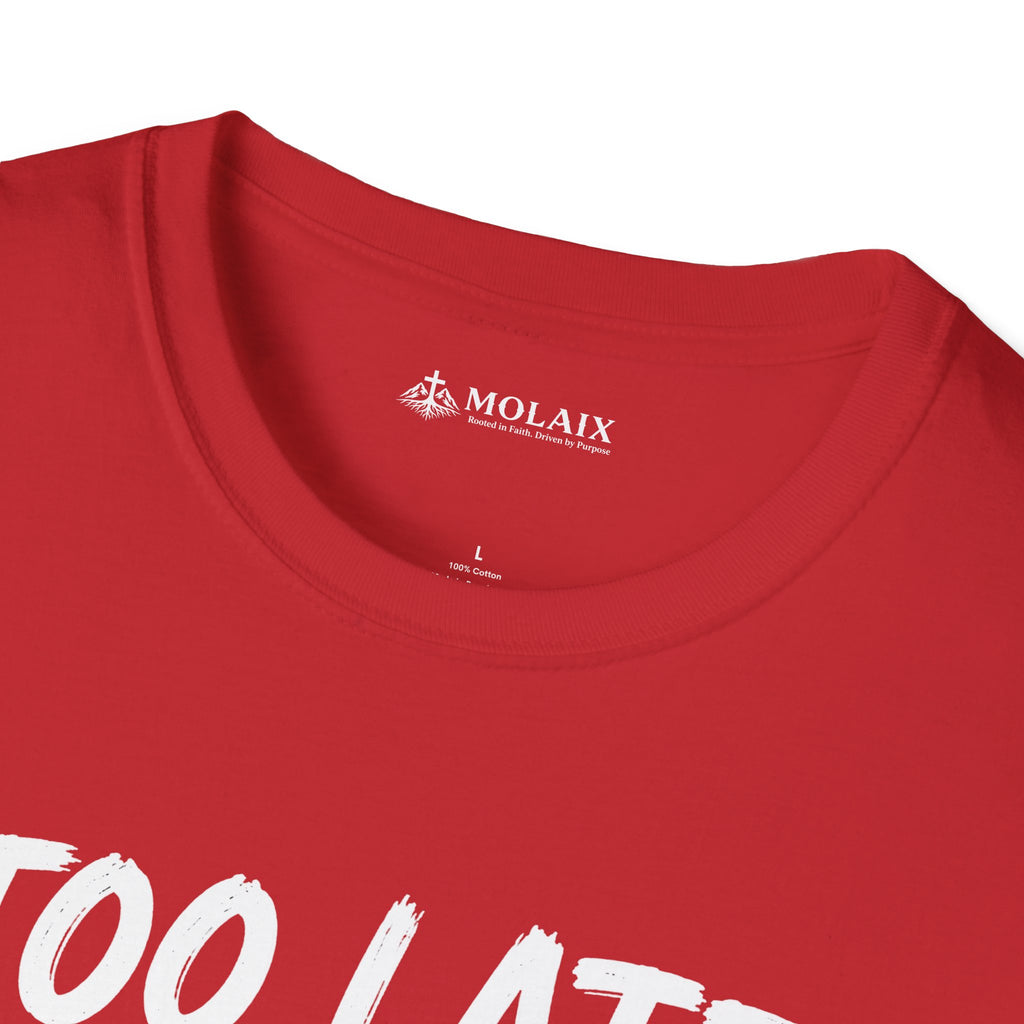 Too Late Satan T‑Shirt — "Grace Got Here First" Christian Faith Graphic Tee