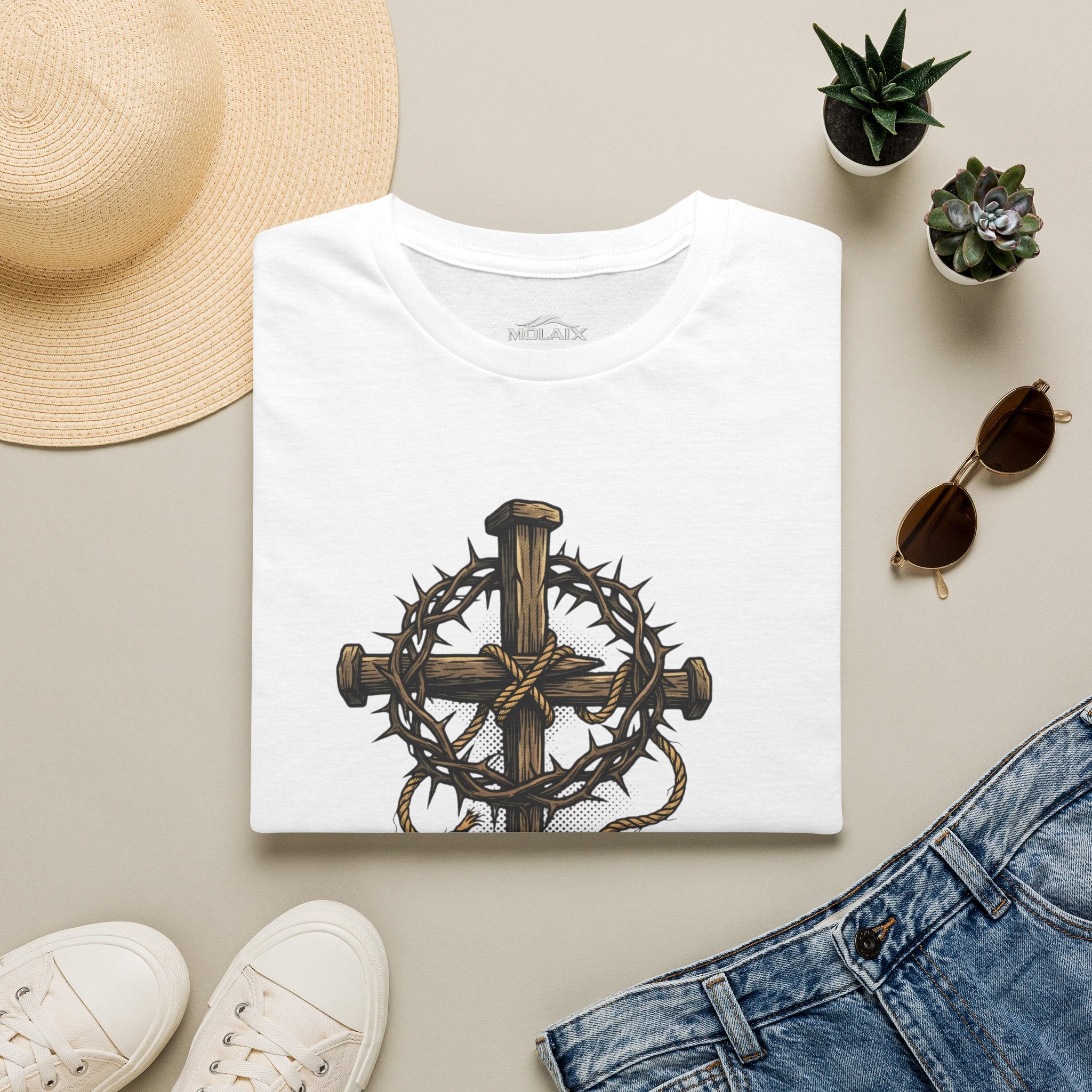 Grace Unmerited Favor T-Shirt — Christian Cross & Crown of Thorns Faith Tee