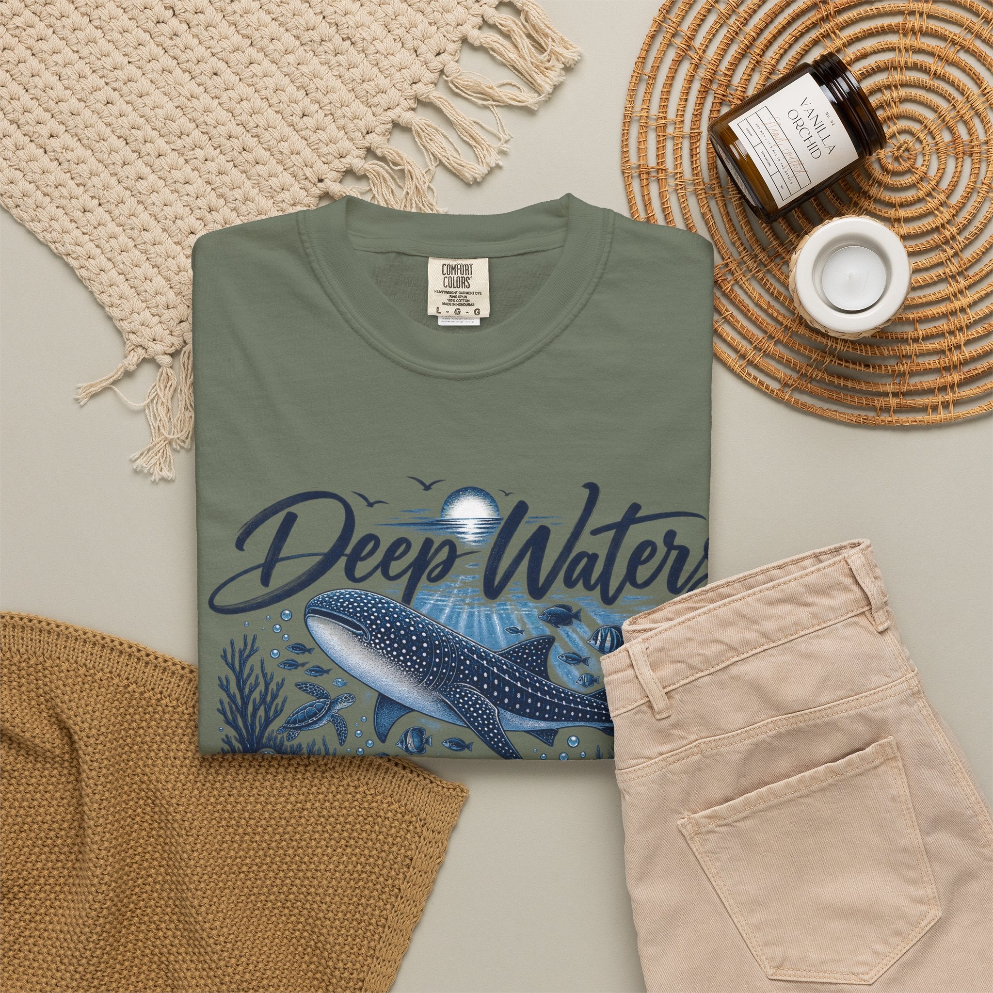 Deep Waters Whale T-Shirt — "Deep Waters I Will Be With You" Ocean Graphic Tee