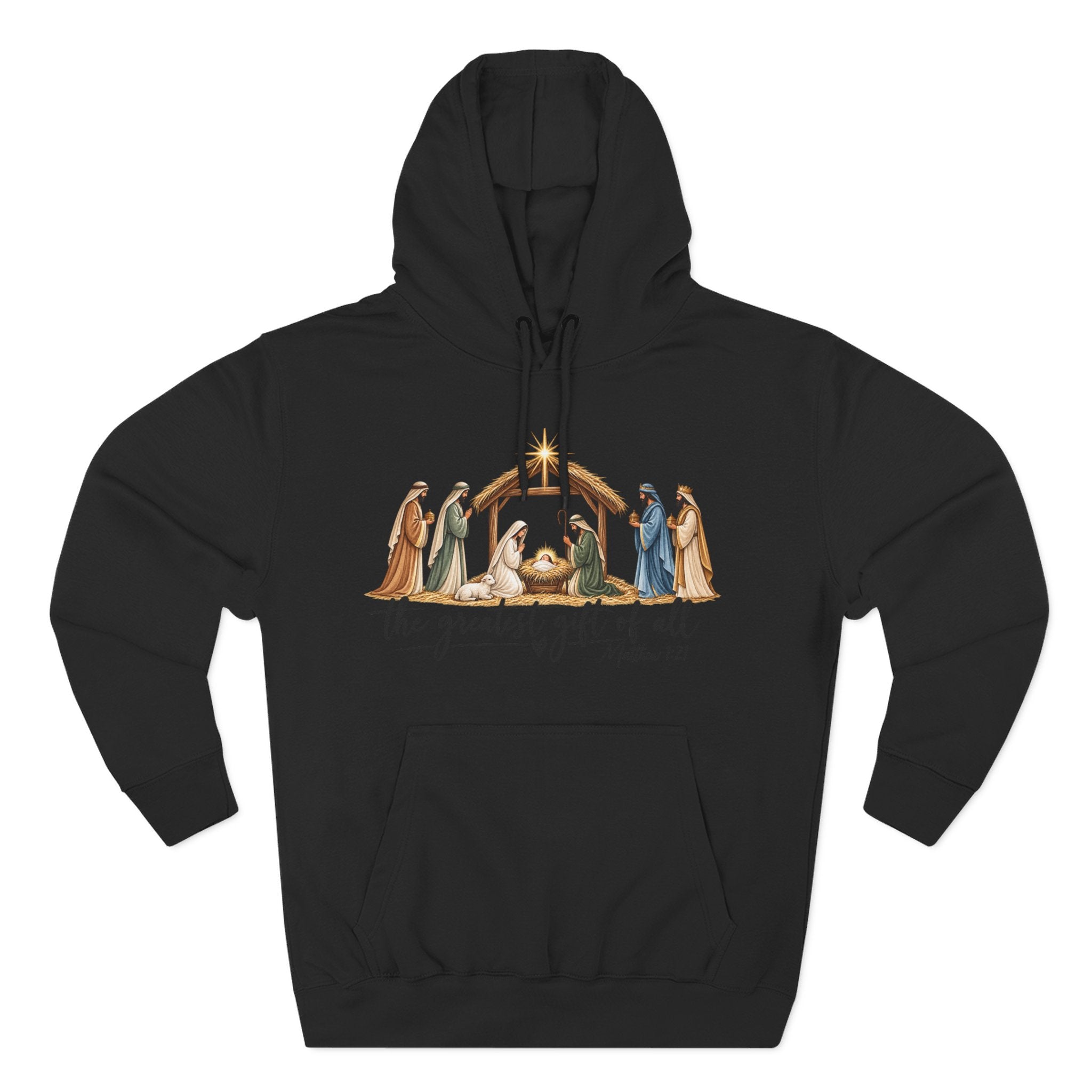 Nativity Hoodie - "The Greatest Gift of All" Fleece Christmas Sweatshirt