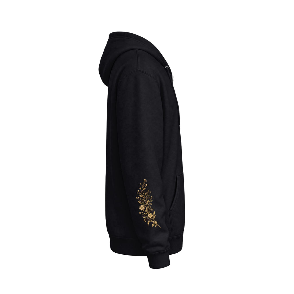 Gold Cross Zip-Up Hoodie — Christian Faith Fleece Jacket