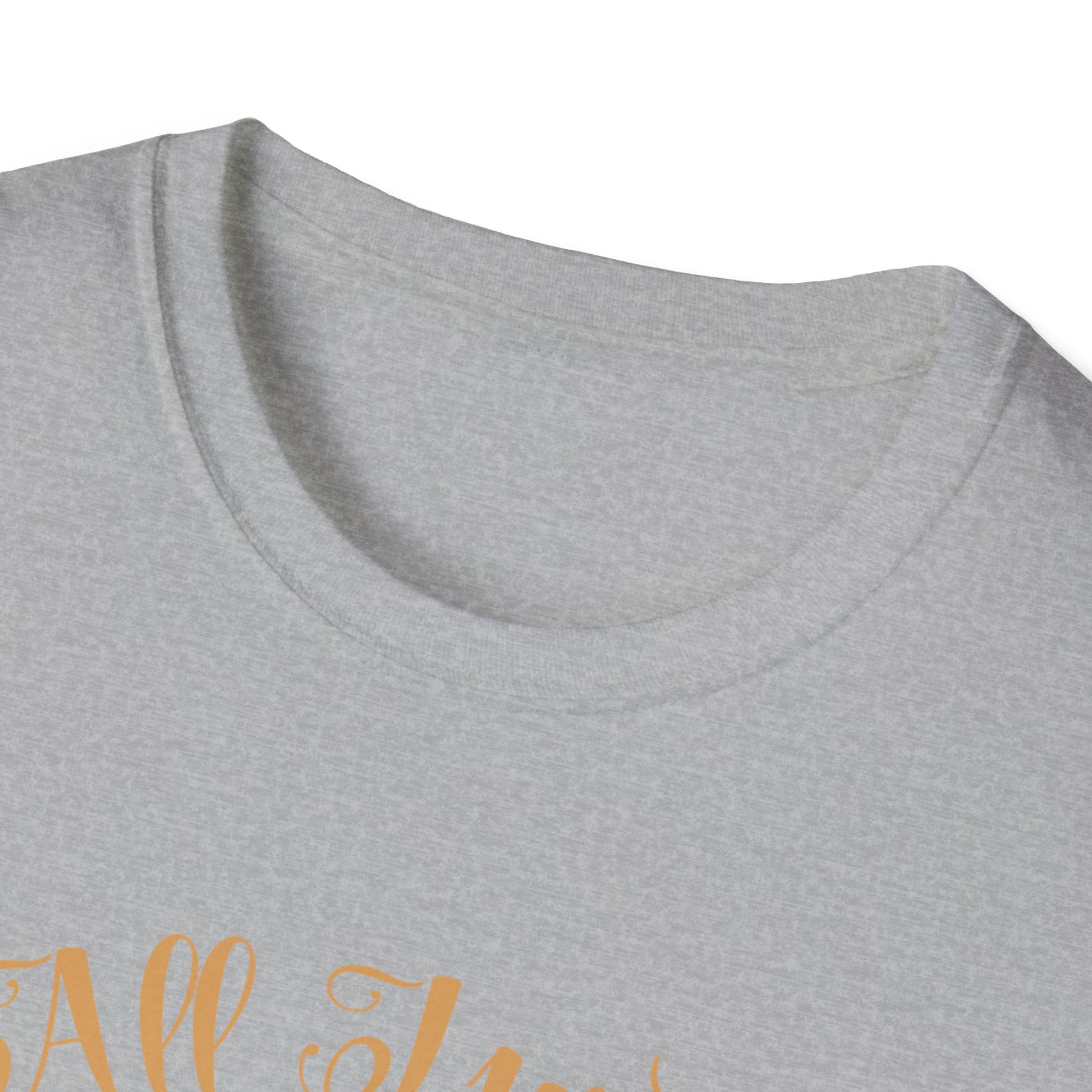 Close-up of the collar of the Christmas Book Lover T-Shirt, showcasing the soft grey fabric and elegant design.