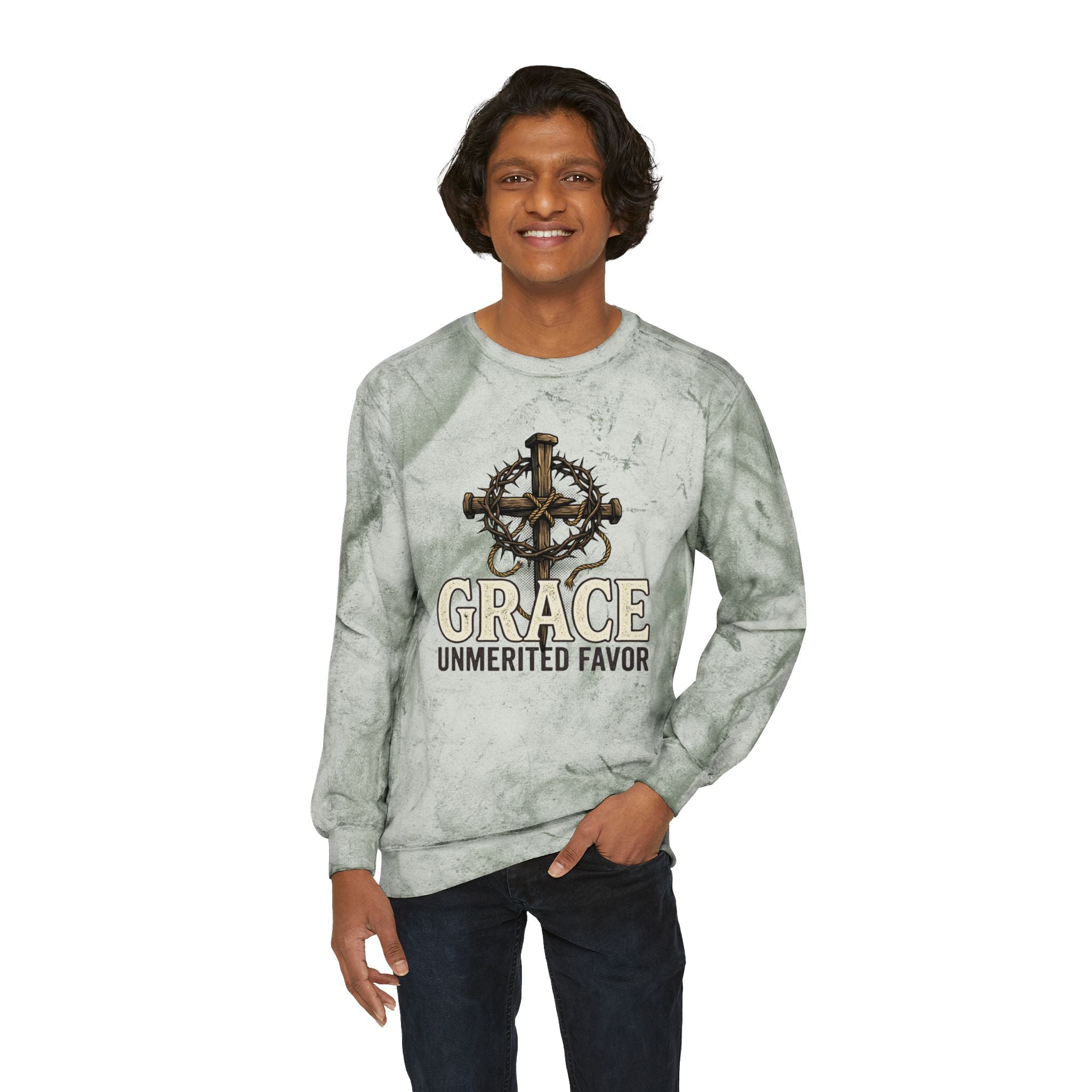 Grace "Unmerited Favor" Tie-Dye Crewneck Sweatshirt