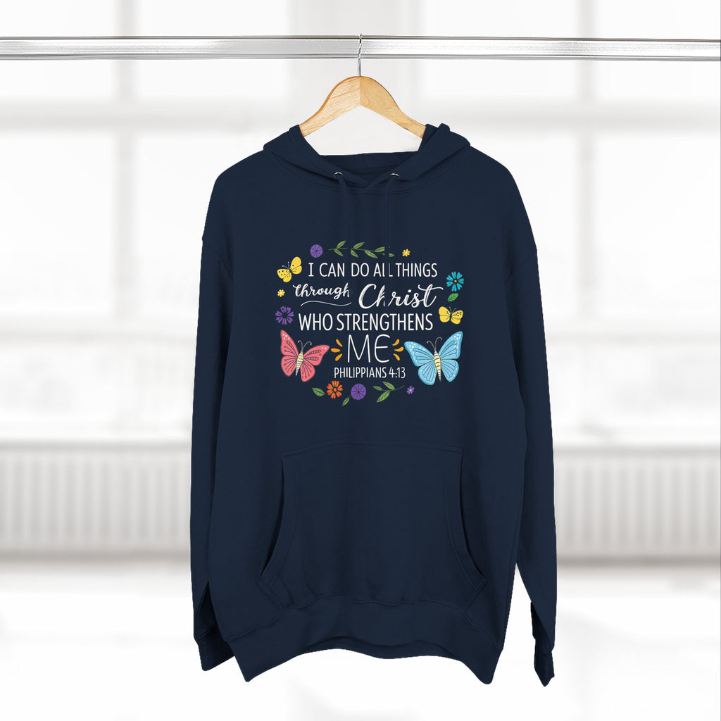 Christian Butterfly Hoodie – "I Can Do All Things Through Christ" Inspirational Pullover