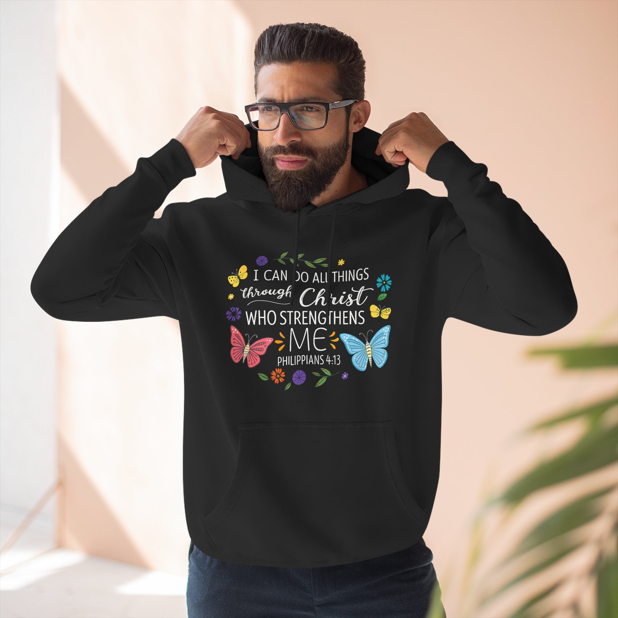 Christian Butterfly Hoodie – "I Can Do All Things Through Christ" Inspirational Pullover