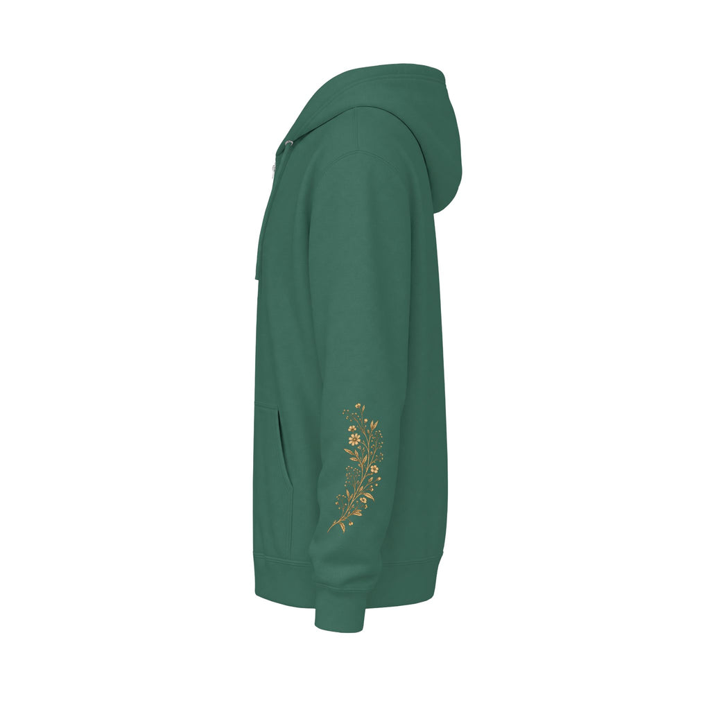 Gold Cross Zip-Up Hoodie — Christian Faith Fleece Jacket