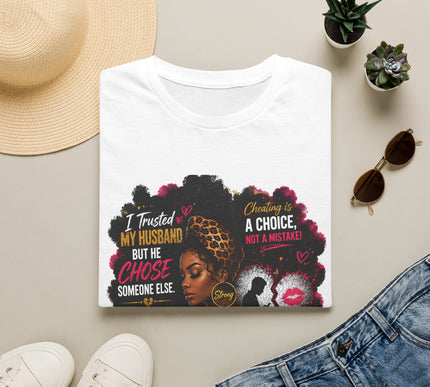 T-Shirt — "I Trusted My Husband But He Chose Someone Else" Afrocentric Empowerment Tee