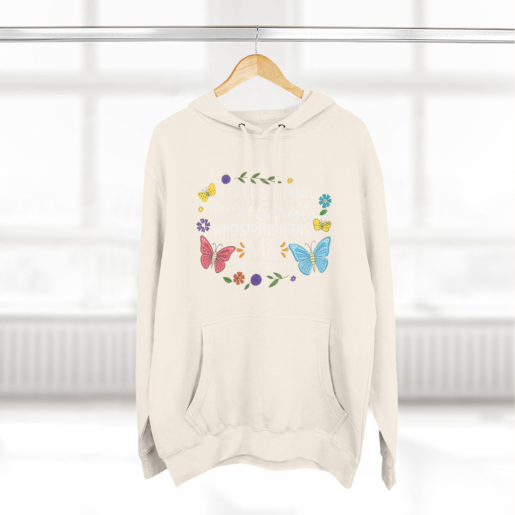 Christian Butterfly Hoodie – "I Can Do All Things Through Christ" Inspirational Pullover