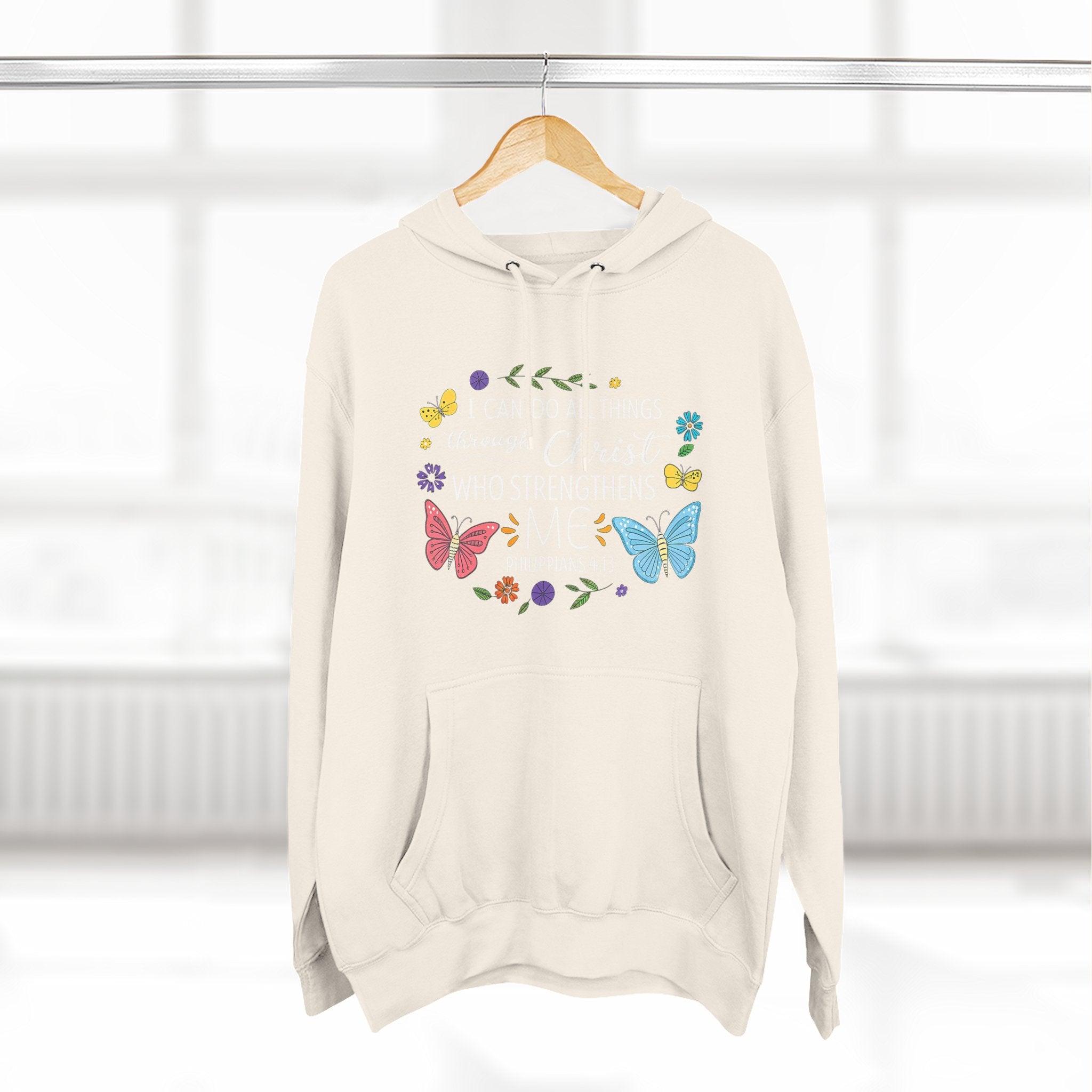 Christian Butterfly Hoodie – "I Can Do All Things Through Christ" Inspirational Pullover