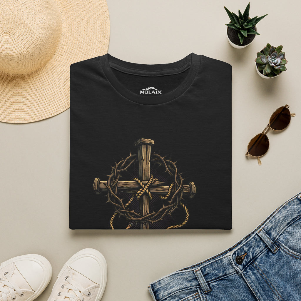 Grace Unmerited Favor T-Shirt — Christian Cross & Crown of Thorns Faith Tee
