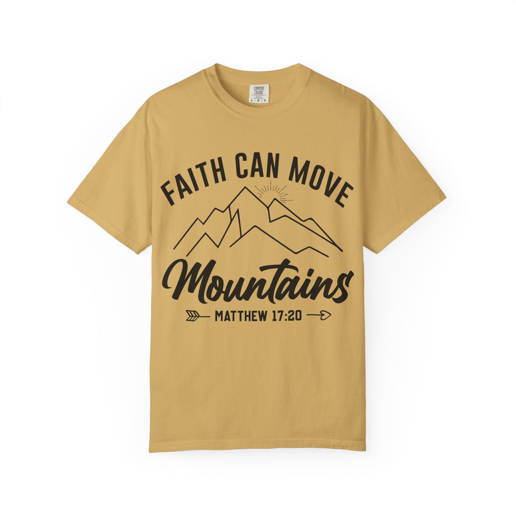 Faith Can Move Mountains T-Shirt — Matthew 17:20 Christian Tee
