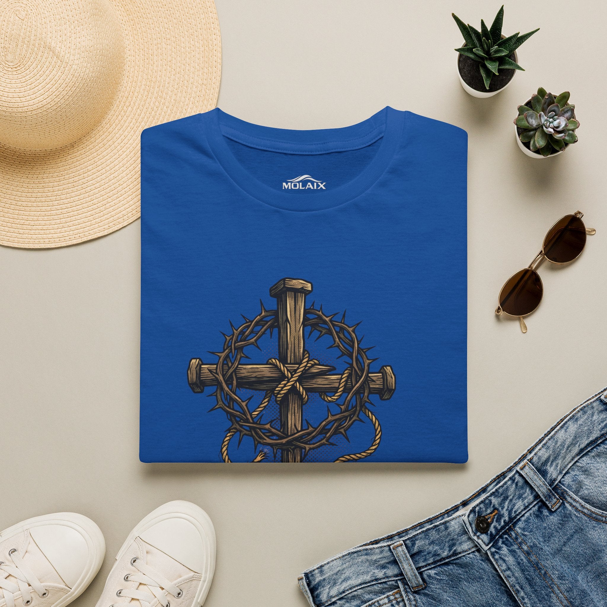 Grace Unmerited Favor T-Shirt — Christian Cross & Crown of Thorns Faith Tee