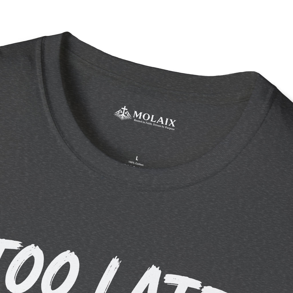 Too Late Satan T‑Shirt — "Grace Got Here First" Christian Faith Graphic Tee