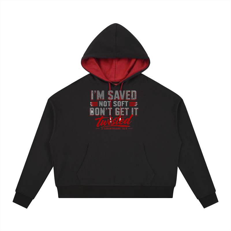 Saved Not Soft Contrast Drawstring Hoodie