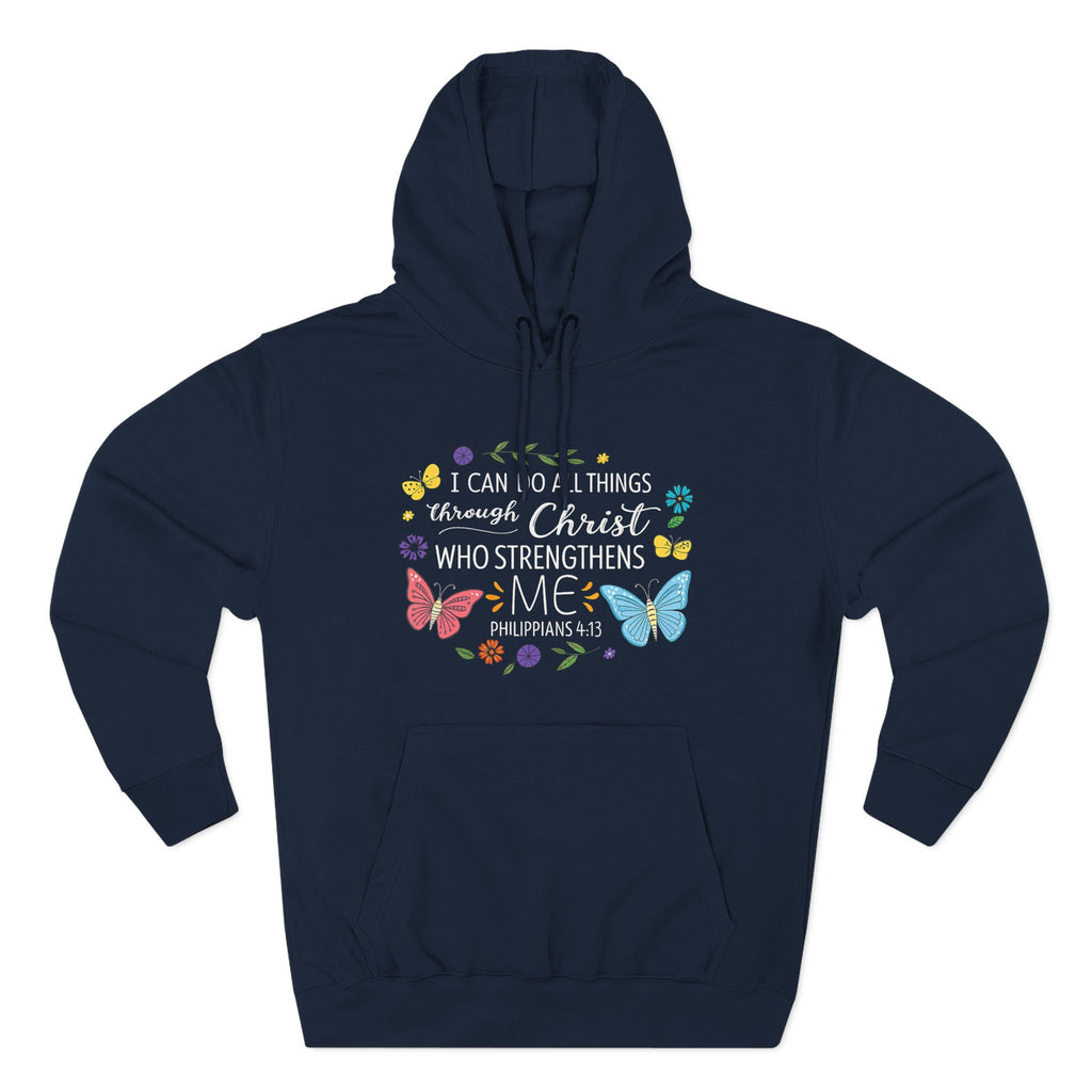 Christian Butterfly Hoodie – "I Can Do All Things Through Christ" Inspirational Pullover