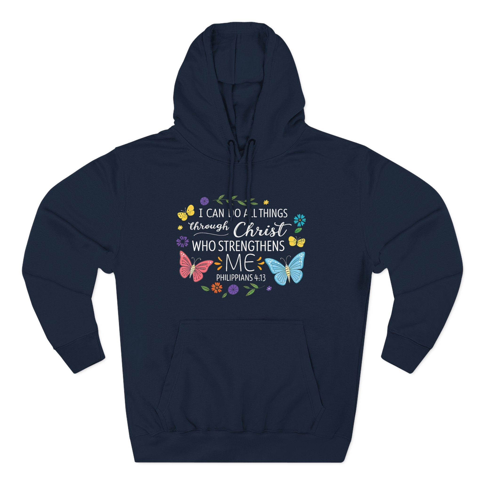 Christian Butterfly Hoodie – "I Can Do All Things Through Christ" Inspirational Pullover