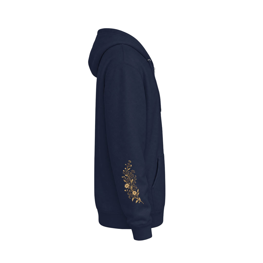 Gold Cross Zip-Up Hoodie — Christian Faith Fleece Jacket