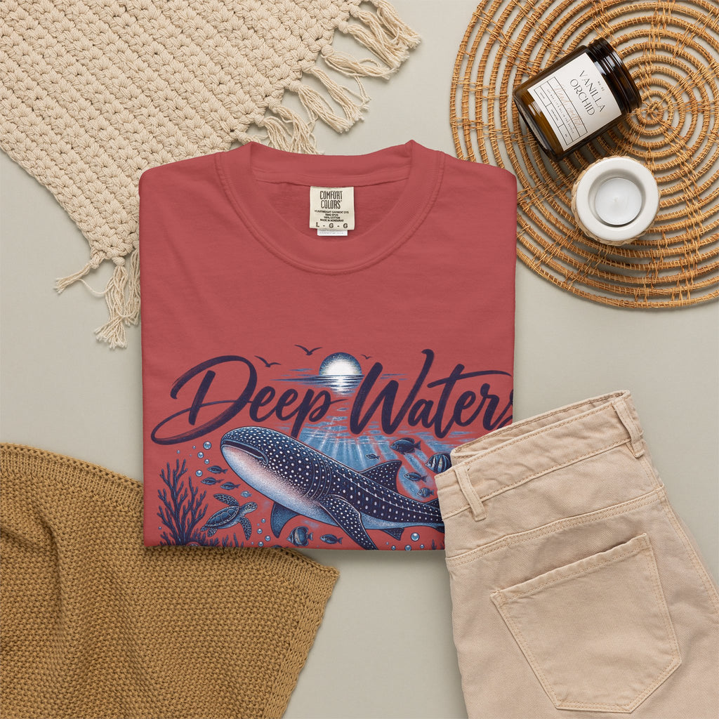 Deep Waters Whale T-Shirt — "Deep Waters I Will Be With You" Ocean Graphic Tee