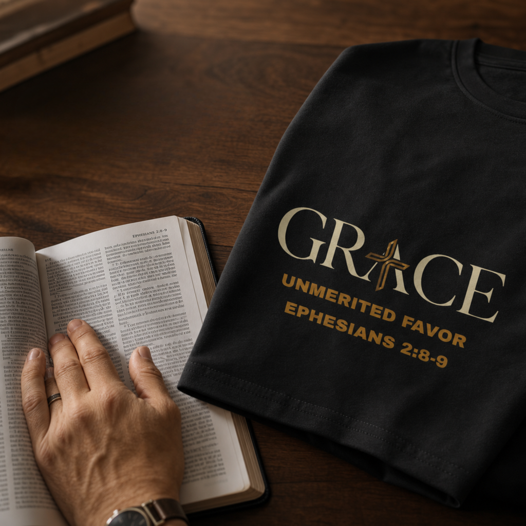 Grace Unmerited Favor Christian T-Shirt — Ephesians 2:8–9