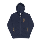 Gold Cross Zip-Up Hoodie — Christian Faith Fleece Jacket