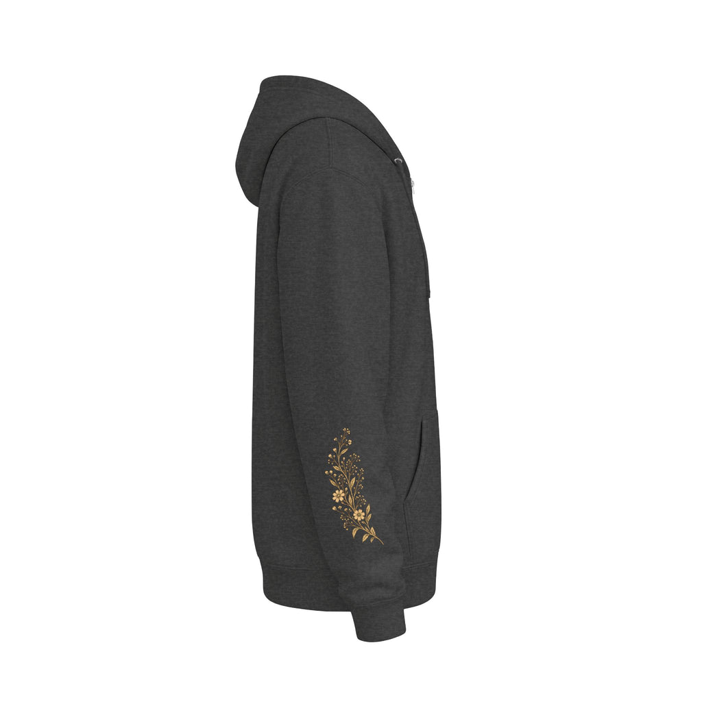 Gold Cross Zip-Up Hoodie — Christian Faith Fleece Jacket