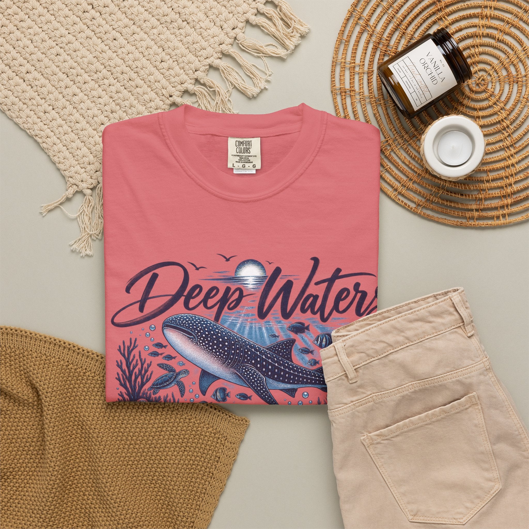Deep Waters Whale T-Shirt — "Deep Waters I Will Be With You" Ocean Graphic Tee
