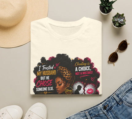 T-Shirt — "I Trusted My Husband But He Chose Someone Else" Afrocentric Empowerment Tee