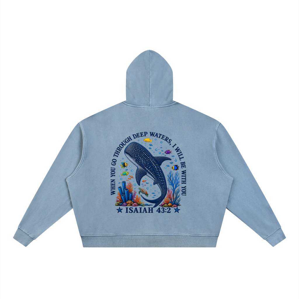 Unisex Vintage Wash Full Zip Boxy Hoodie