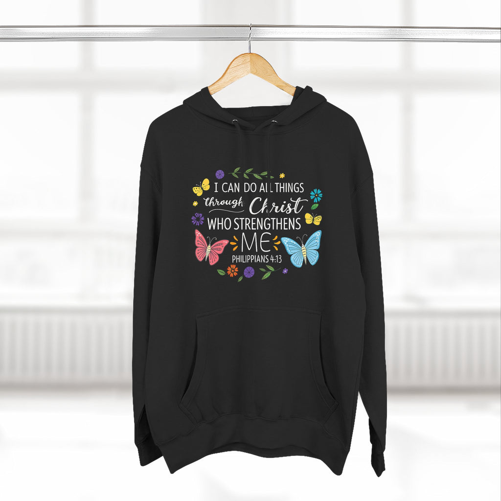 Christian Butterfly Hoodie – "I Can Do All Things Through Christ" Inspirational Pullover