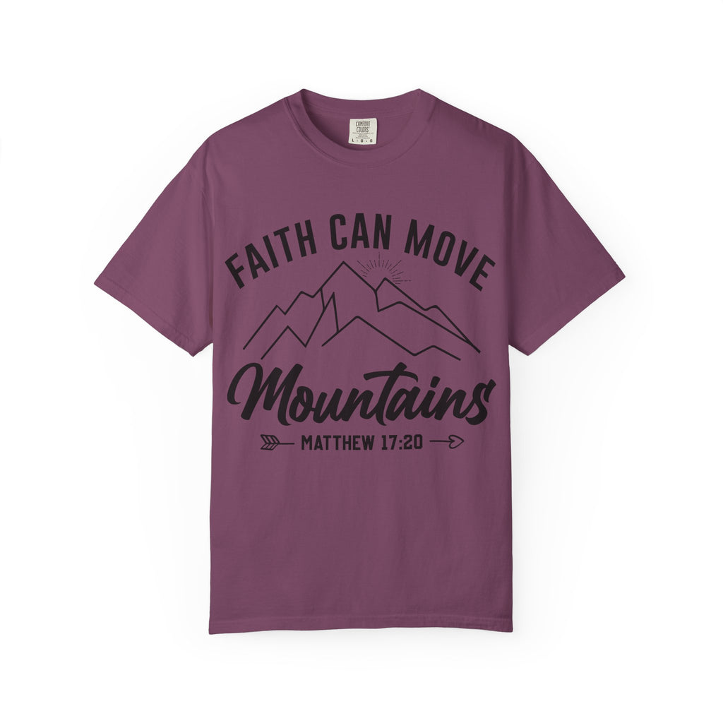 Faith Can Move Mountains T-Shirt — Matthew 17:20 Christian Tee