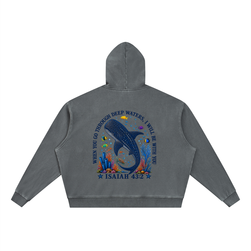 Unisex Vintage Wash Full Zip Boxy Hoodie