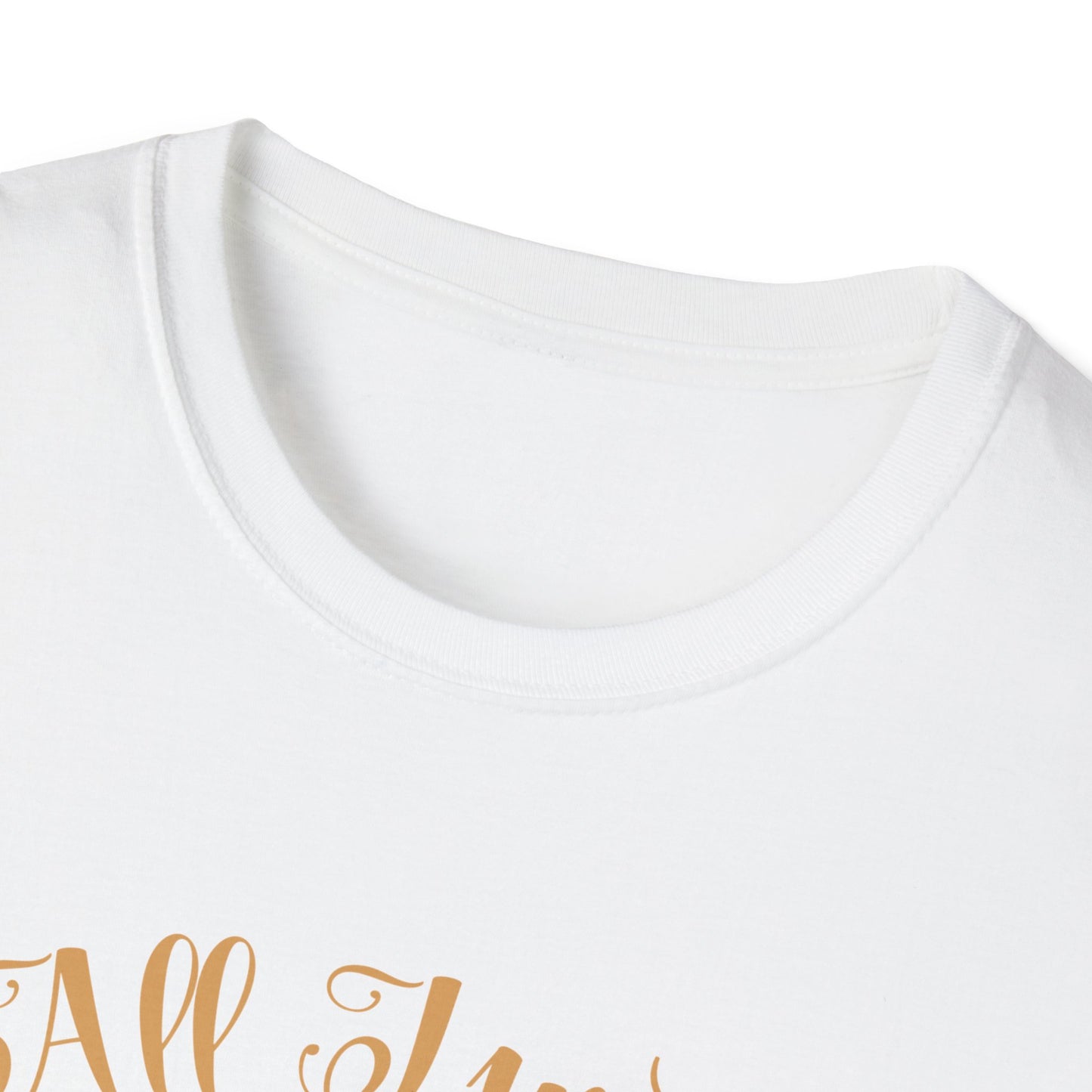 Close-up of the neckline of the Christmas Book Lover T-Shirt in white, showcasing its soft fabric and comfortable design.
