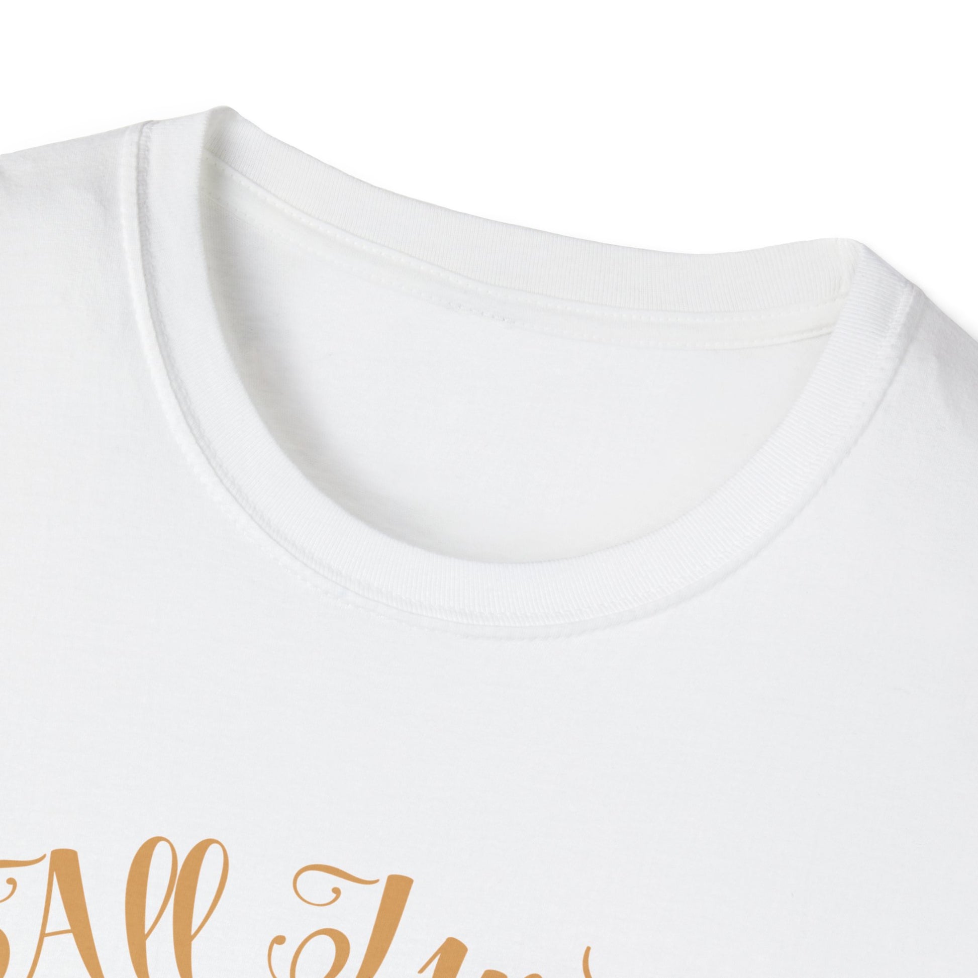 Close-up of the neckline of the Christmas Book Lover T-Shirt in white, showcasing its soft fabric and comfortable design.