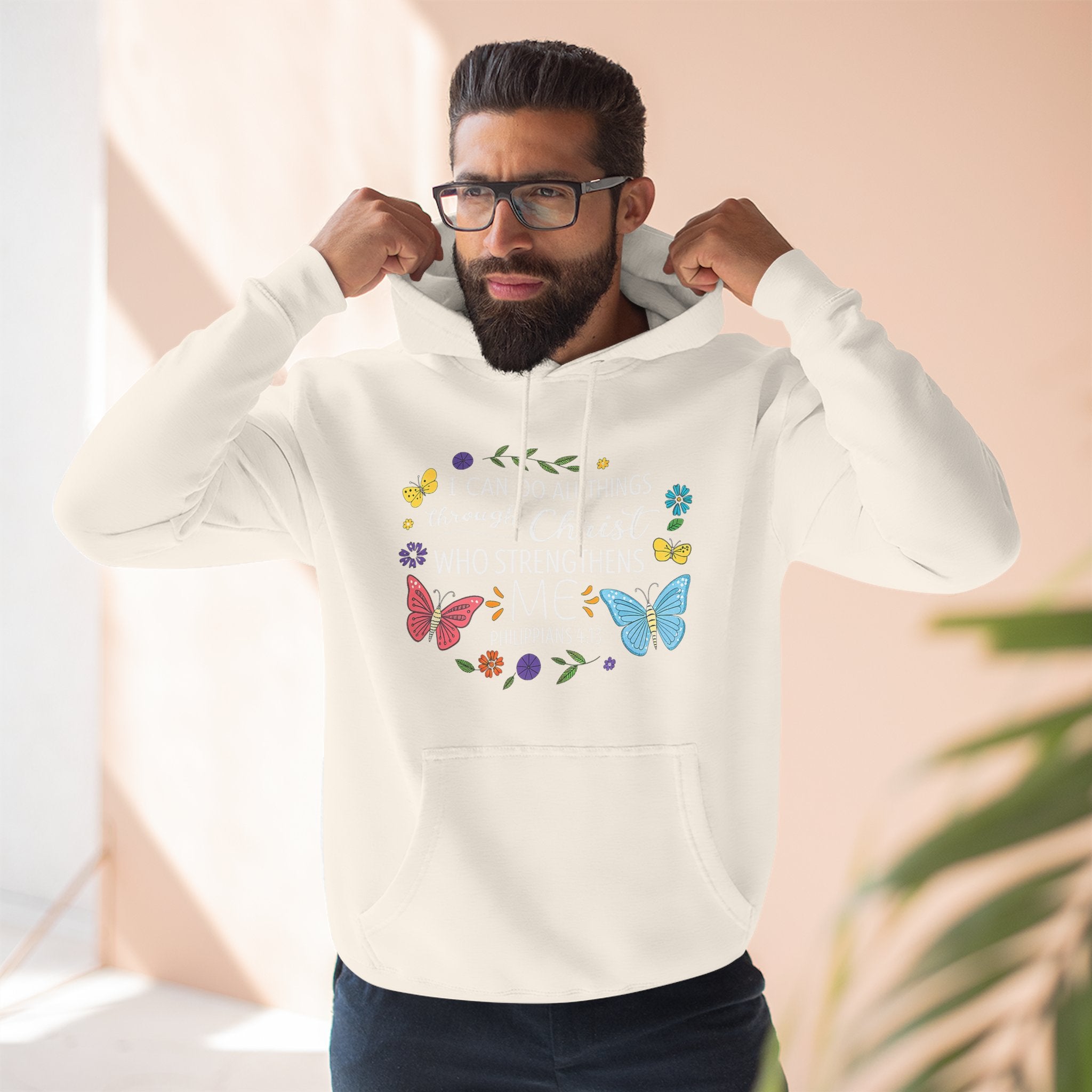 Christian Butterfly Hoodie – "I Can Do All Things Through Christ" Inspirational Pullover