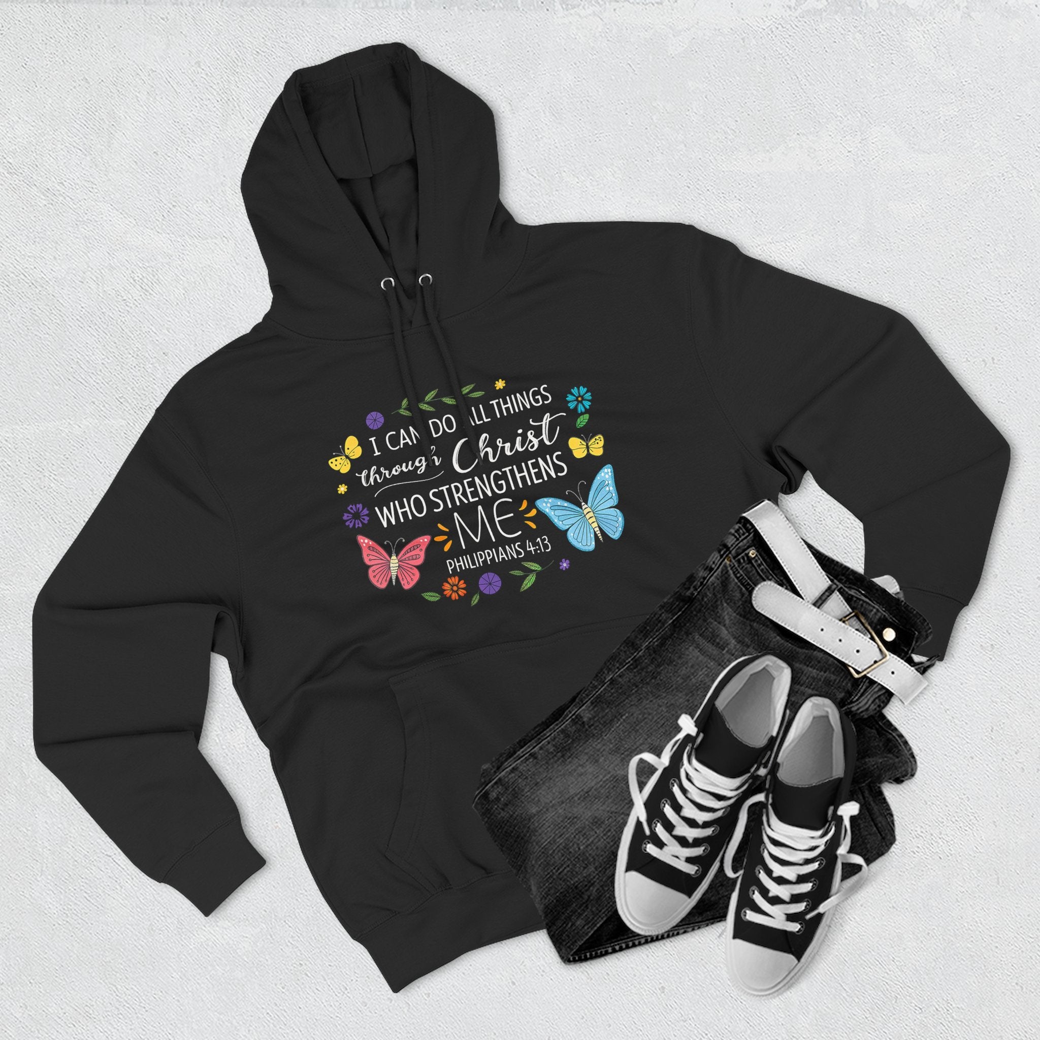 Christian Butterfly Hoodie – "I Can Do All Things Through Christ" Inspirational Pullover
