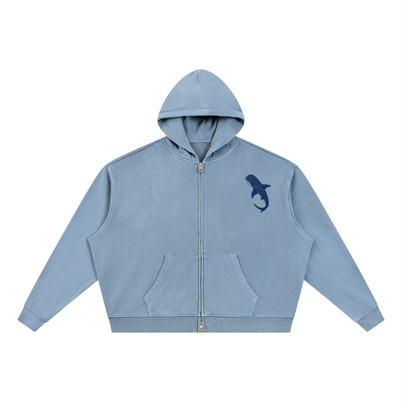 Unisex Vintage Wash Full Zip Boxy Hoodie