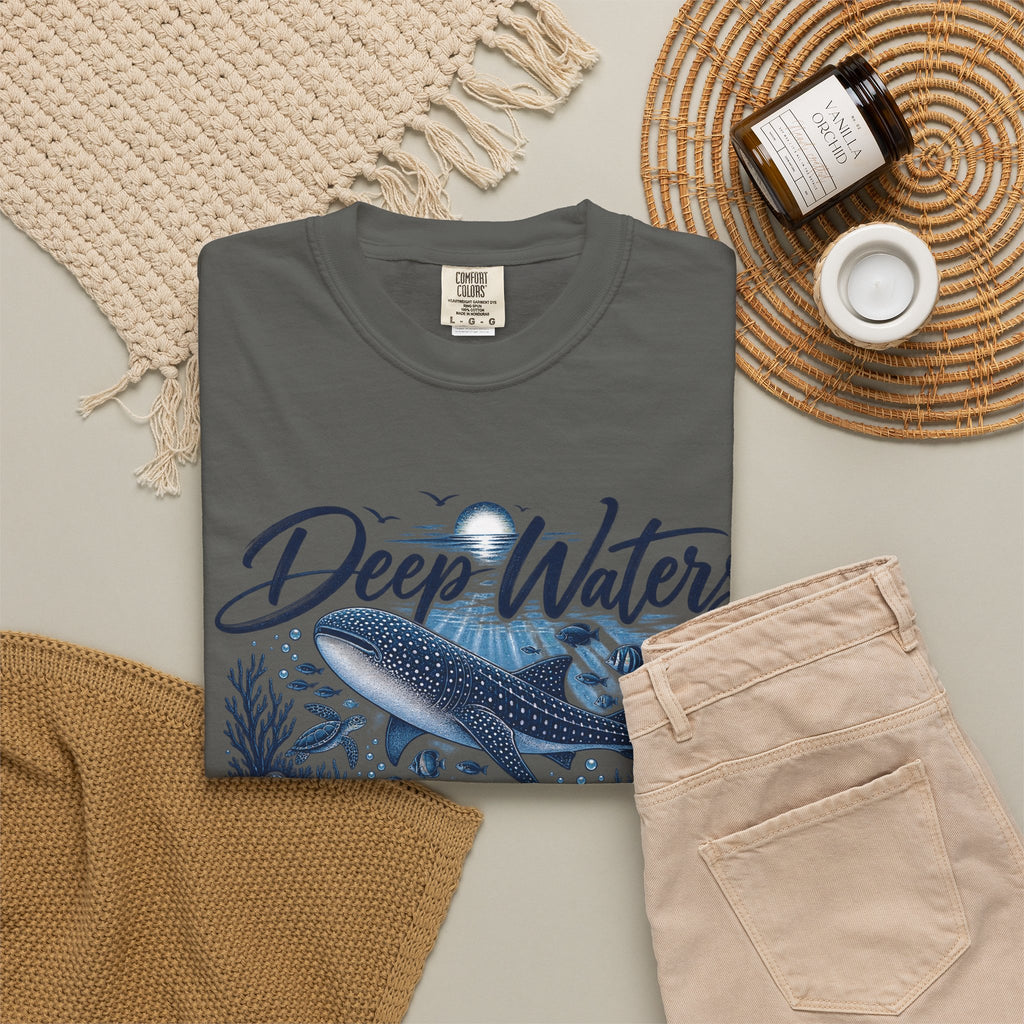 Deep Waters Whale T-Shirt — "Deep Waters I Will Be With You" Ocean Graphic Tee