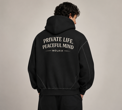 Contrast-Stitched Boxy Fleece Zip Hoodie