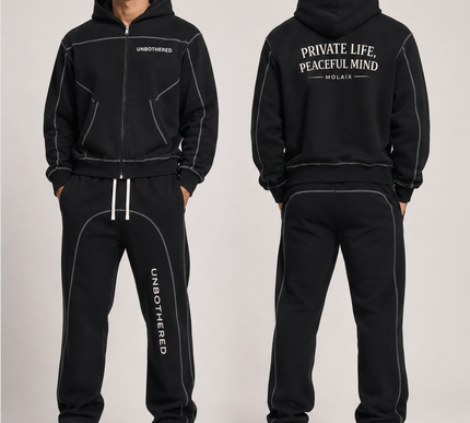 Contrast-Stitched Boxy Fleece Zip Hoodie