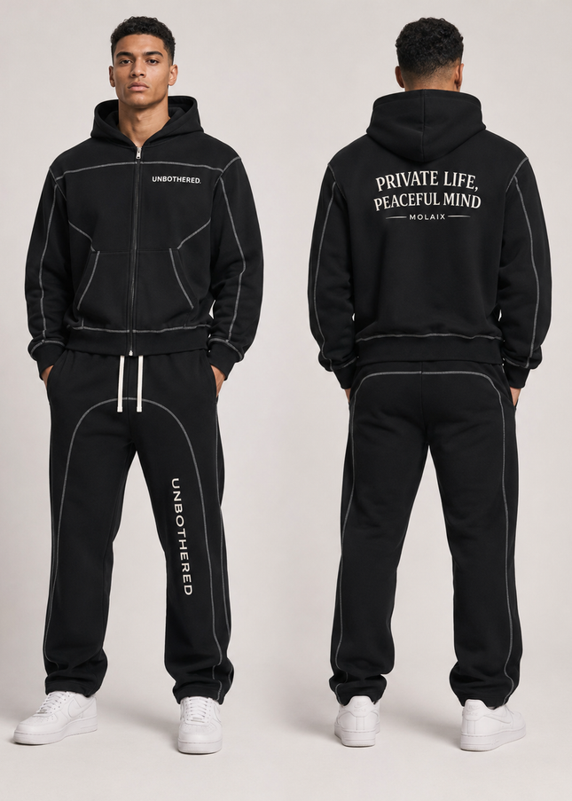 Contrast-Stitched Boxy Fleece Zip Hoodie