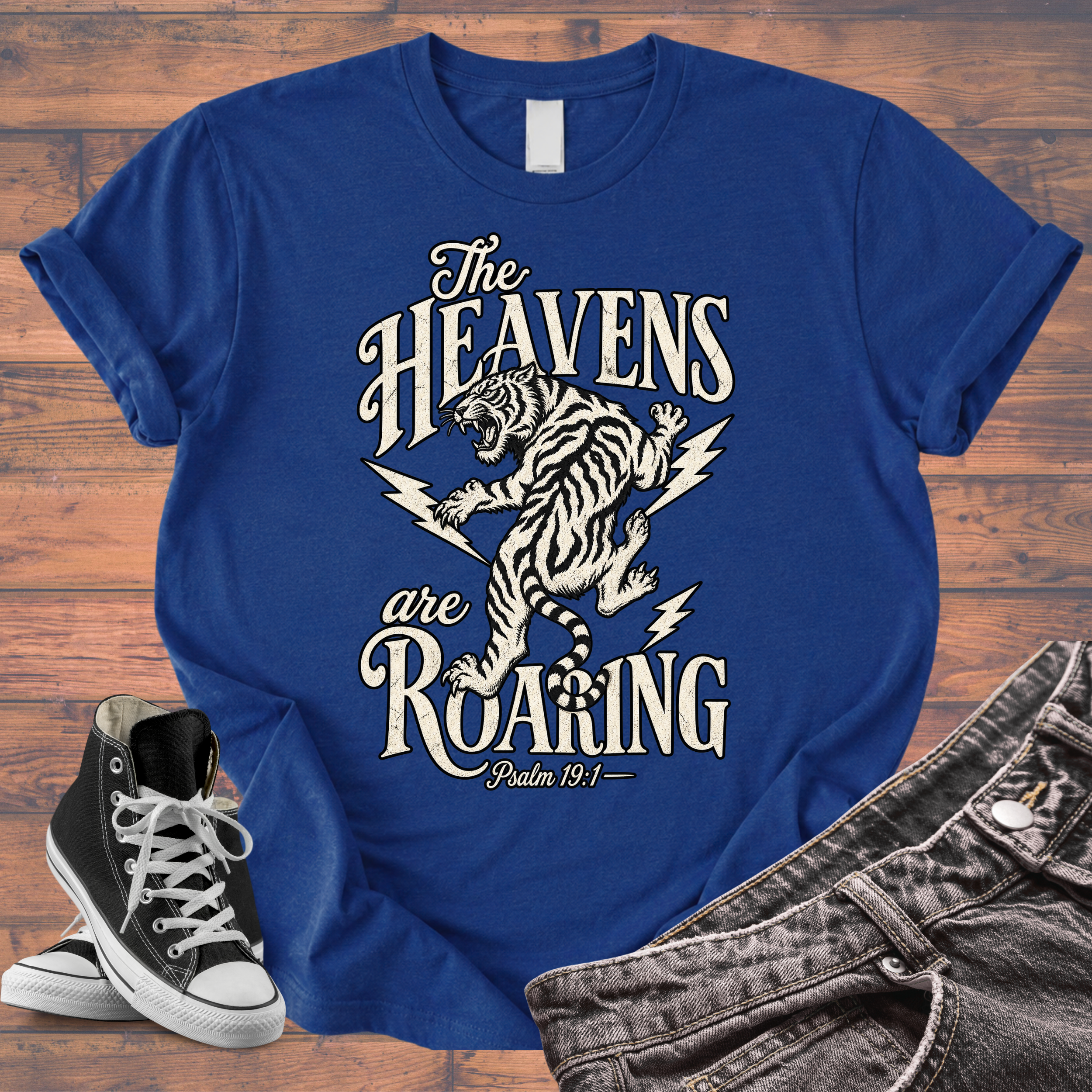 The Heavens Roaring Tiger T-Shirt — Vintage Lightning Rock Graphic Tee