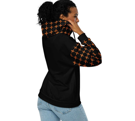 Signature Cross Zip Hoodie – Black/Orange