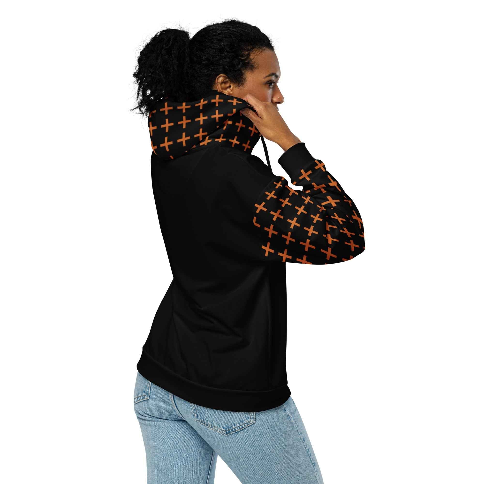 Signature Cross Zip Hoodie – Black/Orange