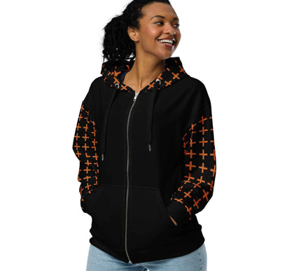 Signature Cross Zip Hoodie – Black/Orange