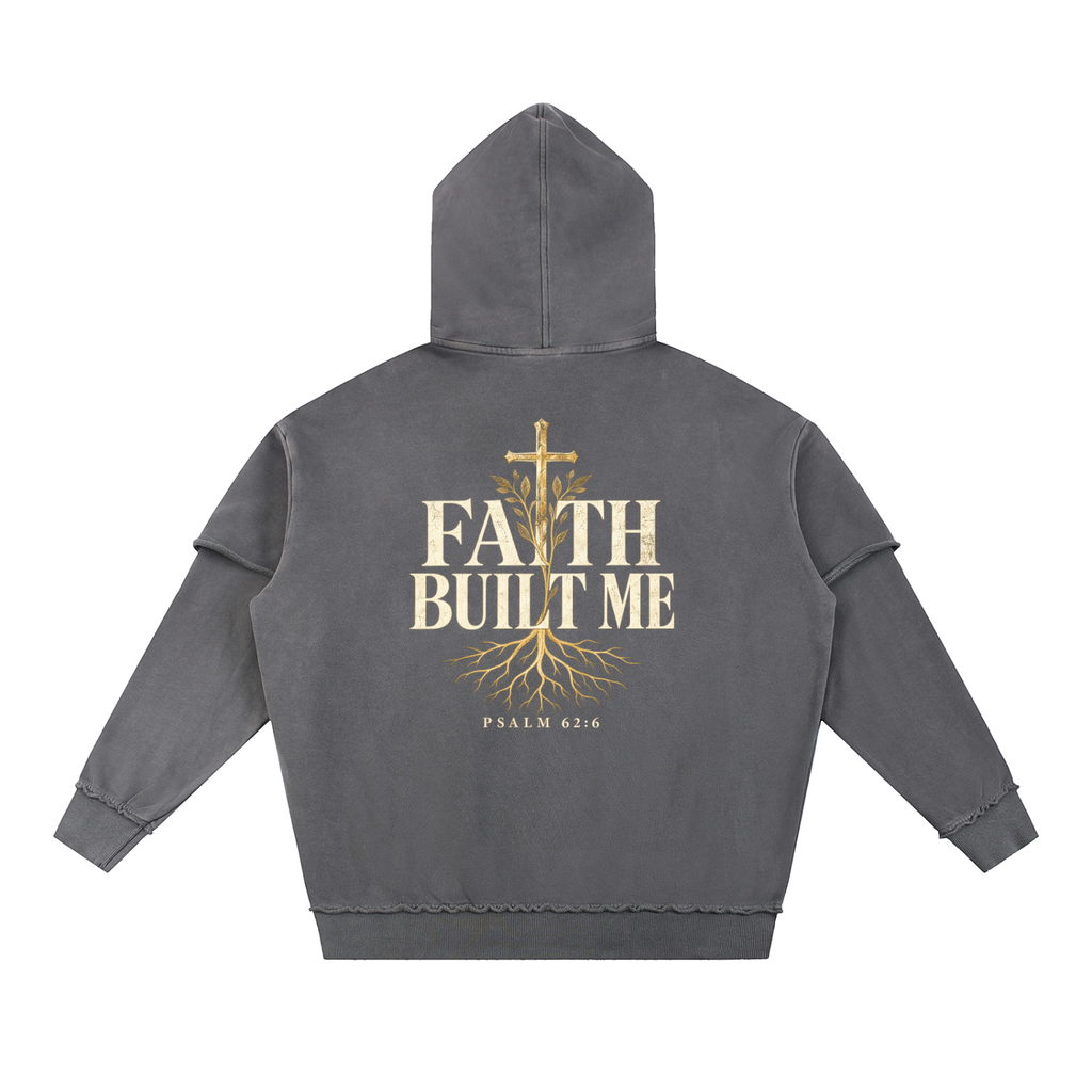 Snow Washed Raw Edge Double Layered Hoodie