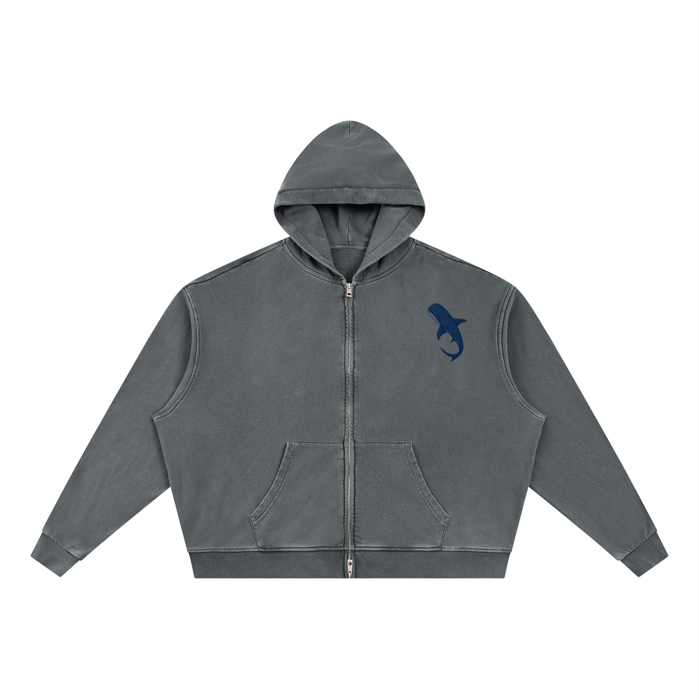 Unisex Vintage Wash Full Zip Boxy Hoodie