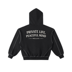 Contrast-Stitched Boxy Fleece Zip Hoodie